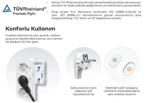 Seldur Dörtlü Grup Priz Topraklı 5mt - Resim 3