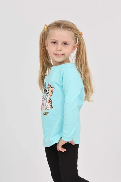 Toontoy Kız Çocuk Regular Fit Bisiklet Yaka Baskılı Sweatshirt -  2 İplik ürün görseli 1