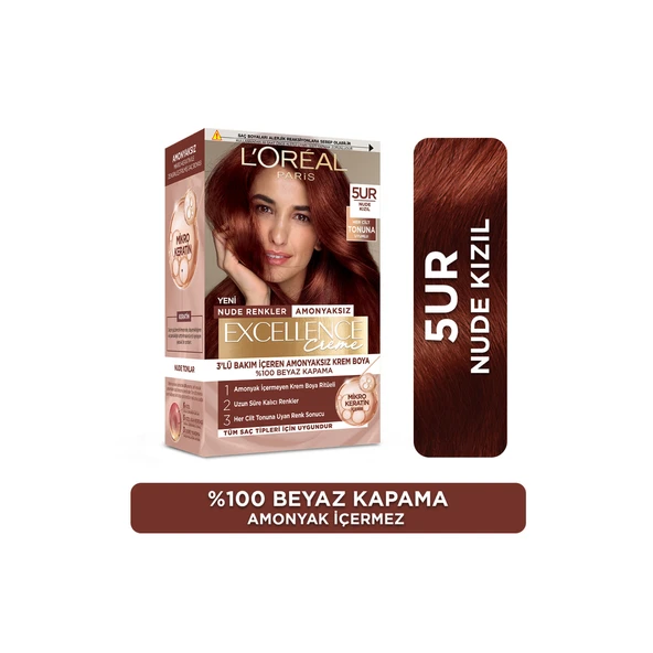 L’Oréal Paris Excellence Creme Nude Renkler Saç Boyası – 5UR Nude Kızıl ürün görseli 1