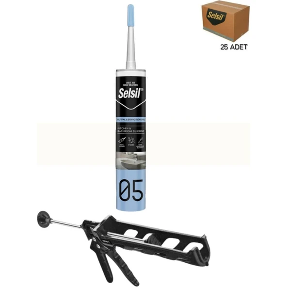 Selsil Duşakabin Silikonu Şeffaf 280 Ml (25 Adet), Plastik Tabanca ürün görseli 1