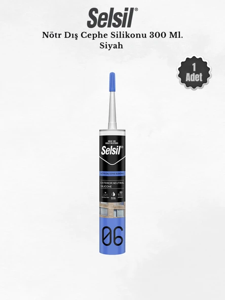 Selsil Nötr Dış Cephe Silikonu Siyah 300 Ml. Siyah ürün görseli 1