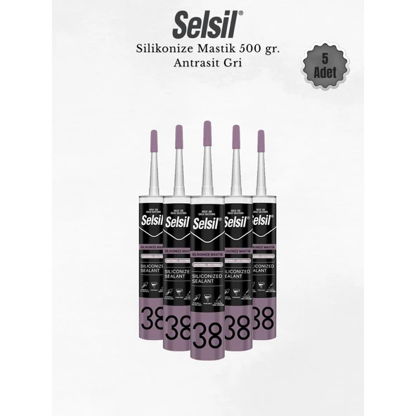 Selsil Silikonize Antrasit Gri Mastik 500 Gr. 5 Adet ürün görseli 1