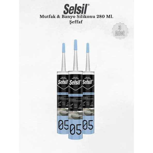 Selsil Mutfak & Banyo Silikonu Şeffaf 280 Ml - 3 Adet ürün görseli 1