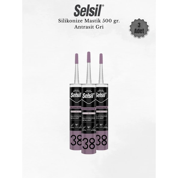 Selsil Silikonize Antrasit Gri Mastik 500 Gr. - 3 Adet ürün görseli 1