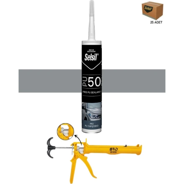 Selsil Pu Mastik 280 Ml Gri (25 Adet),Alüminyum Tabanca ürün görseli 1