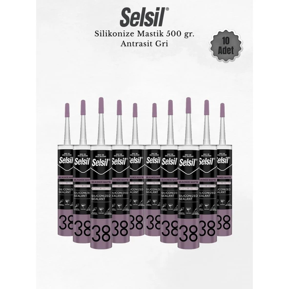 Selsil Silikonize Antrasit Gri Mastik 500 Gr. 10 Adet ürün görseli 1