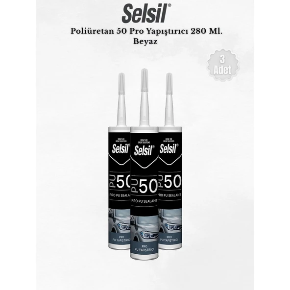 Selsil Poliüretan Mastik Beyaz 280 Ml. - 3 Adet ürün görseli 1