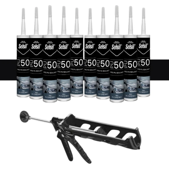 Selsil Pu Mastik 280 Ml Siyah (10 Adet), Plastik Tabanca ürün görseli 1