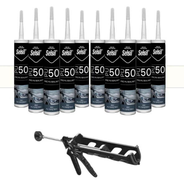 Selsil Pu Mastik 280 Ml Beyaz (10 Adet), Plastik Tabanca ürün görseli 1