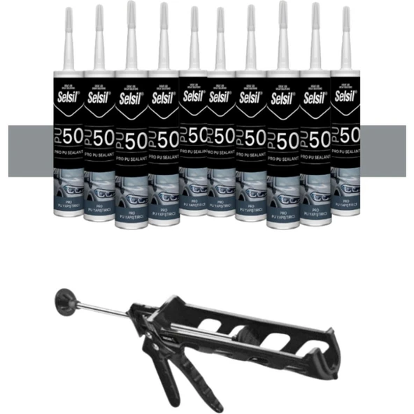 Selsil Pu Mastik 280 Ml Gri (10 Adet), Plastik Tabanca ürün görseli 1