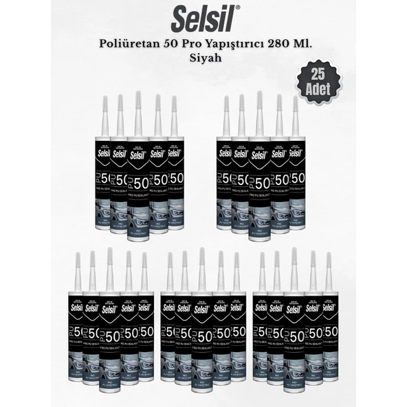 Selsil Poliüretan Mastik Siyah 280 Ml. - 25 Adet ürün görseli 1