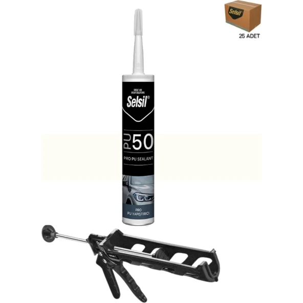 Selsil Pu Mastik 280 Ml Beyaz (25 Adet), Plastik Tabanca ürün görseli 1