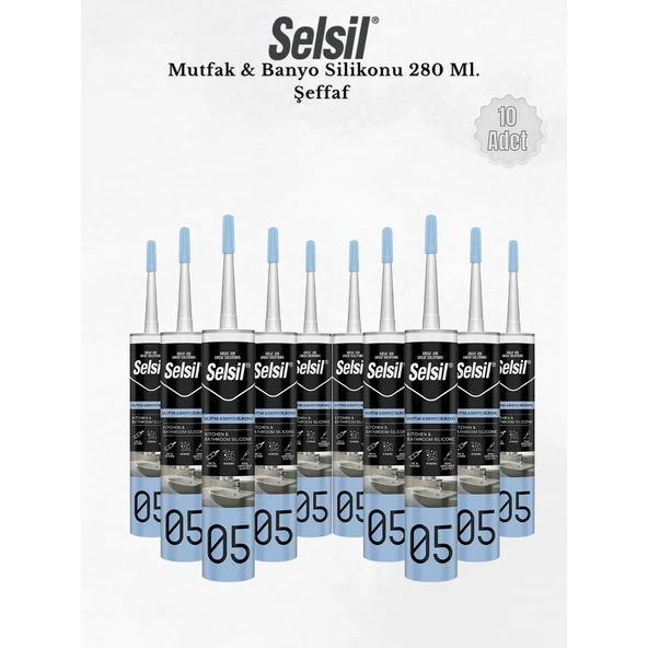 Selsil Mutfak & Banyo Silikonu Şeffaf 280 Ml - 10 Adet ürün görseli 1