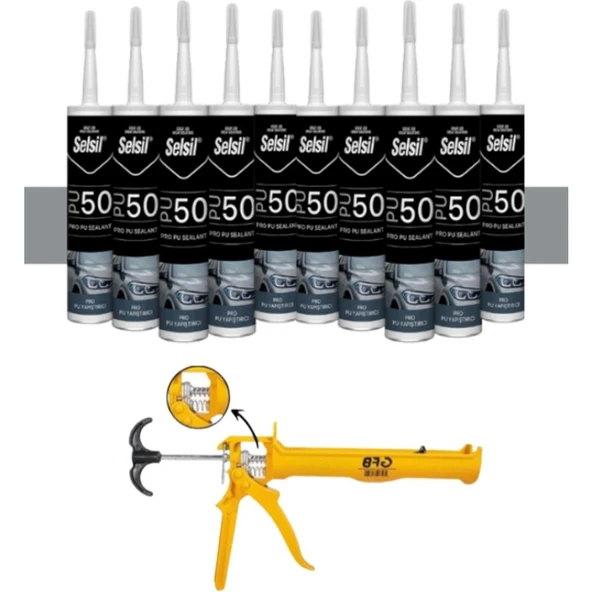 Selsil Pu Mastik 280 Ml Gri (10 Adet),Alüminyum Tabanca ürün görseli 1