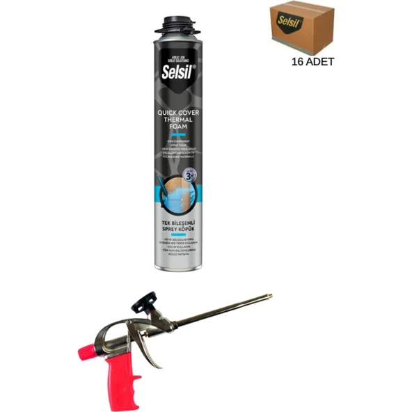 Selsil Thermal Foam Isı Ve Ses Yalıtım Köpüğü 850 Ml. (16 Adet),Demir Köpük Tabancası ürün görseli 1