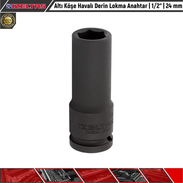 İzeltaş Altı Köşe Havalı Derin Lokma Anahtar | 1/2” | 24 Mm ürün görseli 1
