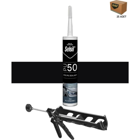 Selsil Pu Mastik 280 Ml Siyah (25 Adet), Plastik Tabanca ürün görseli 1