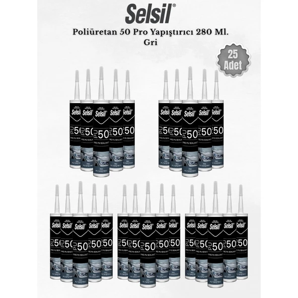 Selsil Poliüretan Mastik Gri 280 Ml. - 25 Adet ürün görseli 1