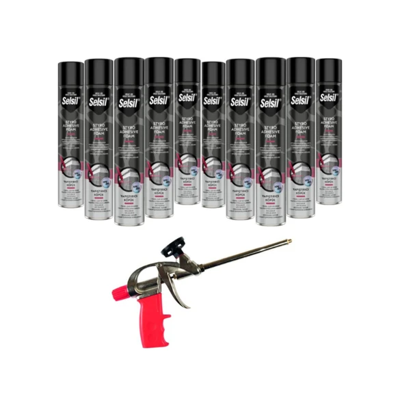 Selsil Pu Tabancalı Yapıştırıcı Köpük 750 Ml. 10 Adet ,Demir Köpük Tabancası ürün görseli 1