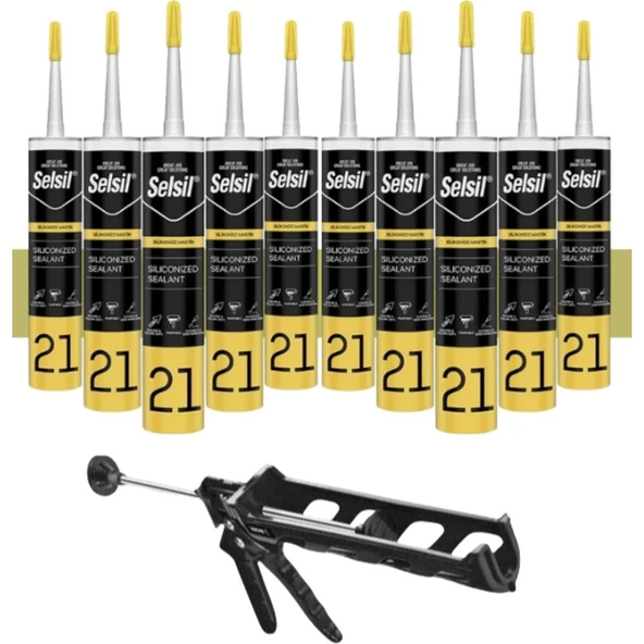 Selsil Silikonize Mastik 500 Gr Bronz (10 Adet), Plastik Tabanca ürün görseli 1