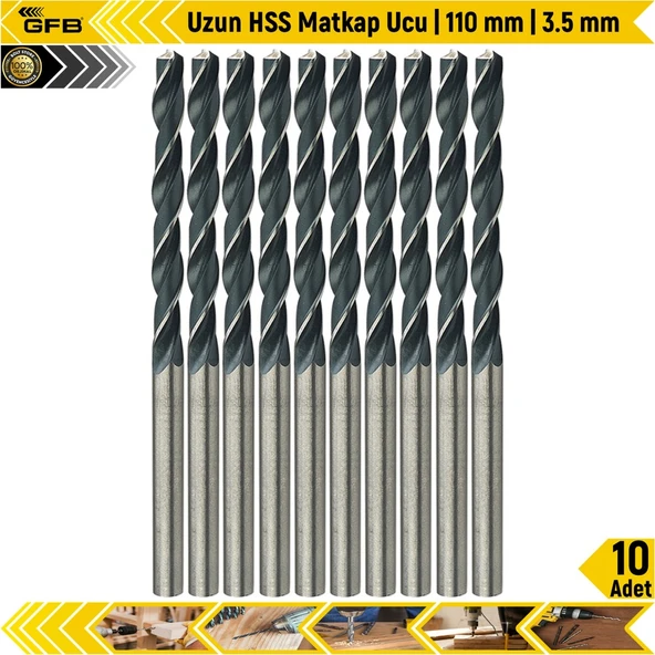 Gfb Uzun Hss Matkap Ucu | 3.5 Mm | 10 Adet ürün görseli 1