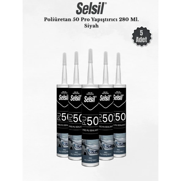 Selsil Poliüretan Mastik Siyah 280 Ml. - 5 Adet ürün görseli 1