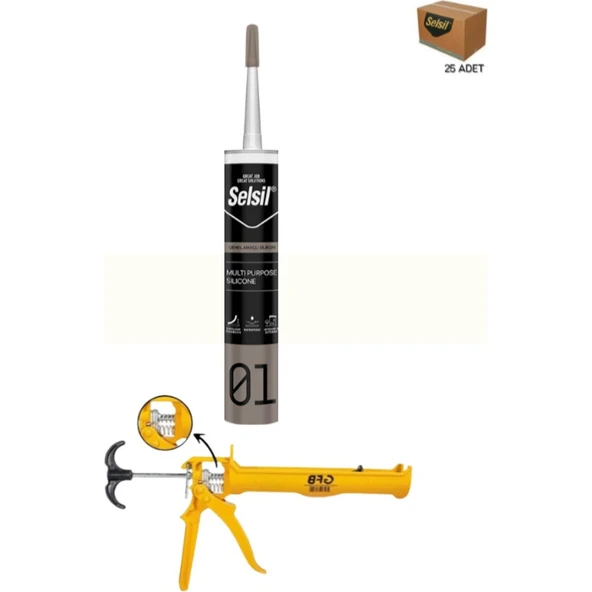 Selsil Pu Mastik 280 Ml Beyaz (25 Adet),Alüminyum Tabanca ürün görseli 1