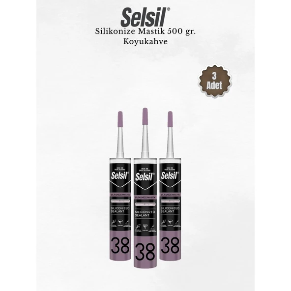 Selsil Silikonize Koyukahverengi Mastik 500 Gr - 3 Adet ürün görseli 1