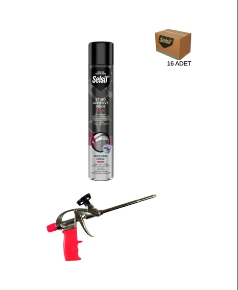 Selsil Poliüretan Tabancalı Yapıştırıcı Köpük 750 Ml - 16 Adet, Metal Köpük Tabancası ürün görseli 1