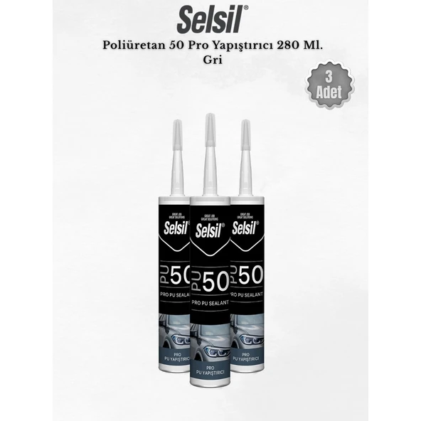 Selsil Poliüretan Mastik Gri 280 Ml. - 3 Adet ürün görseli 1