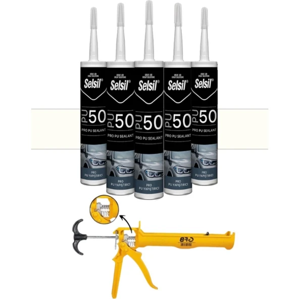 Selsil Pu Mastik 280 Ml Beyaz (5 Adet),Alüminyum Tabanca ürün görseli 1