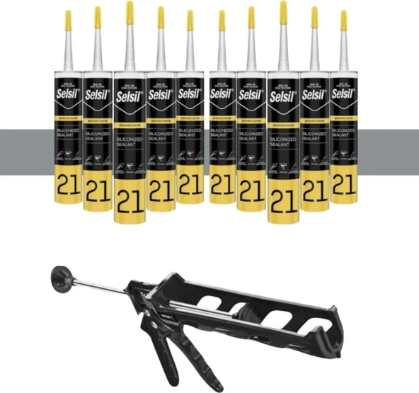 Selsil Silikonize Mastik Gri 500 Gr. 10 Adet , Plastik Silikon Tabanca ürün görseli 1
