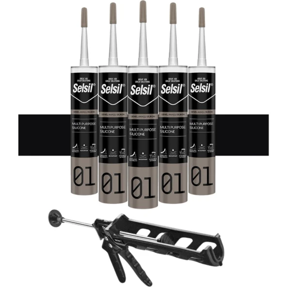 Selsil Ga Silikon 280 Gr. Siyah (5 Adet), Plastik Tabanca ürün görseli 1