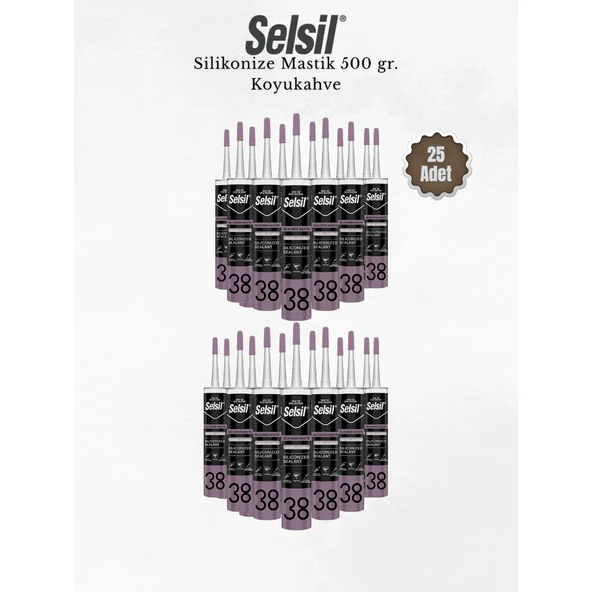 Selsil Silikonize Koyukahverengi Mastik 500 Gr - 25 Adet ürün görseli 1