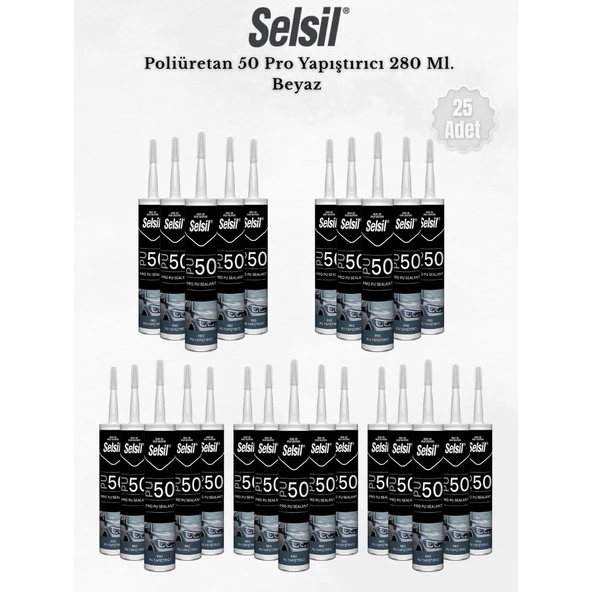 Selsil Poliüretan Mastik Beyaz 280 Ml. - 25 Adet ürün görseli 1