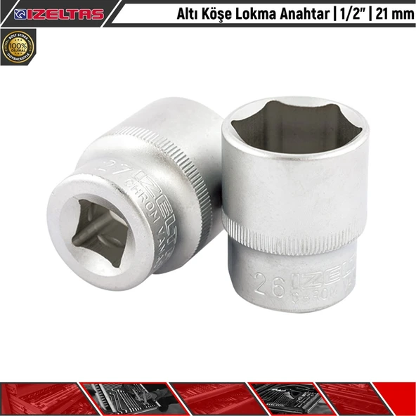 İzeltaş Altı Köşe Lokma Anahtar | 1/2” | 21 Mm ürün görseli 1
