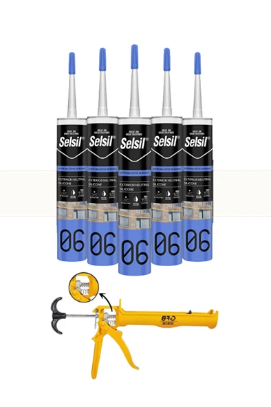 Nötr Dış Cephe Silikonu Şeffaf 300 Ml. 5 Adet +   Alüminyum Silikon Tabancası