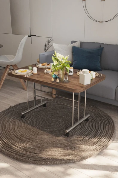 AVENZA LİVİNG TEKERLEKLİ MASA ORTA SEHPA 70X110 CVZ METAL AYAKLI ürün görseli 1