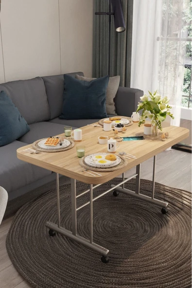 AVENZA LİVİNG tekerlekli masa orta sehpa 60x100 SONOMO metal ayak ürün görseli 1