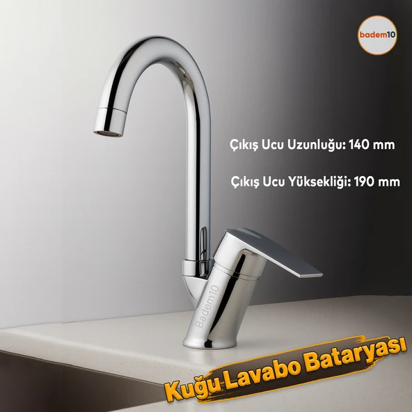 Premium Sıcak Soğuk Ayarlı Tek Kollu Aç Kapa Krom Kuğu Lavabo Bataryası Duvar Tipi Armatür Modern ürün görseli 1
