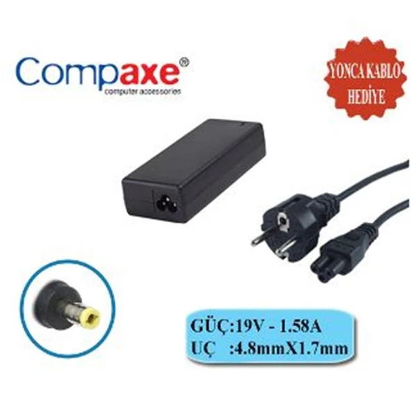 Compaxe CNH-158 Hp 30w 19v 1.58a 4.8 1.7 Notebook Adaptörü ürün görseli 1