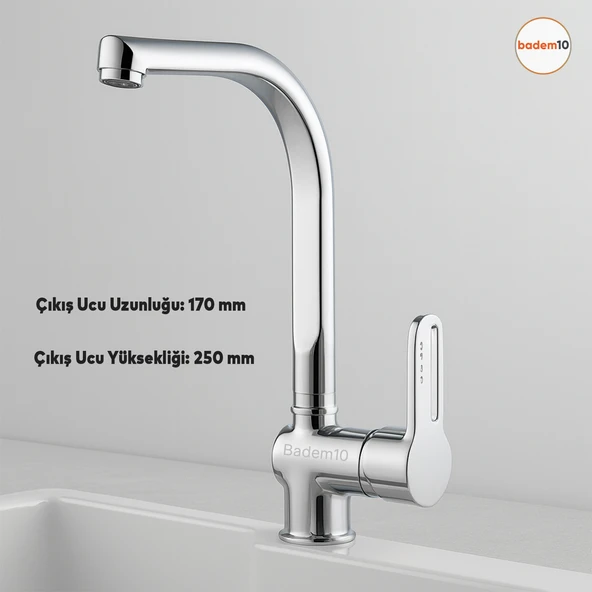 Premium Sıcak Soğuk Ayarlı Tek Kollu Aç Kapa Krom Lavabo Eviye Bataryası Modern Duvar Tipi Armatür ürün görseli 1