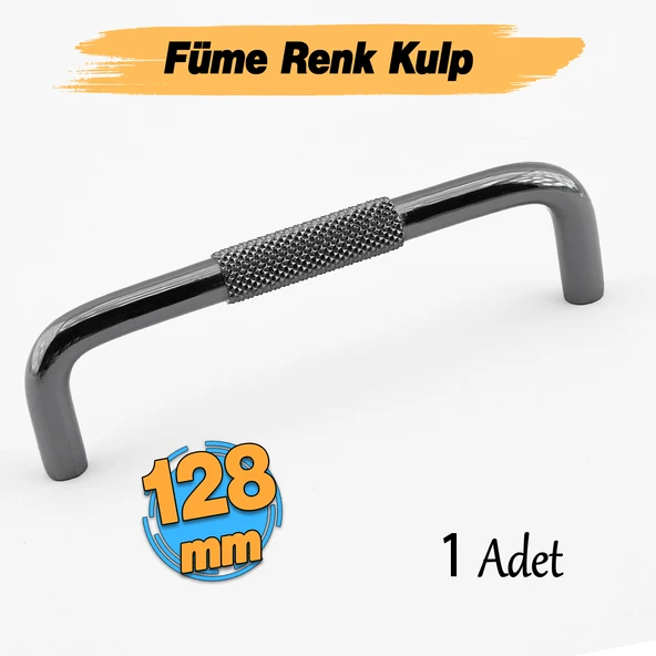 Tırtıklı Füme Metal Kulp 128 mm 12.8 cm Mobilya Çekmece Dolap Dolabı Modern Kapak Kulpları ürün görseli 1