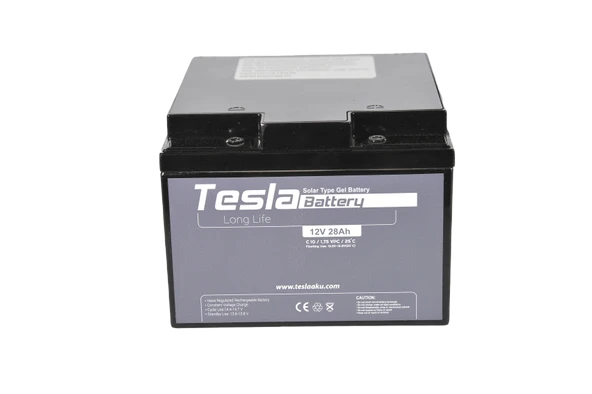 TESLA 12V 28AH SOLAR JEL AKÜ (YENİ ÜRETİM) ürün görseli 1