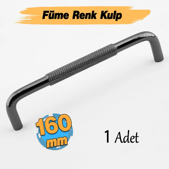 Tırtıklı Füme Metal Kulp 160 mm 16 cm Mobilya Çekmece Dolap Dolabı Modern Kapak Kulpları ürün görseli 1