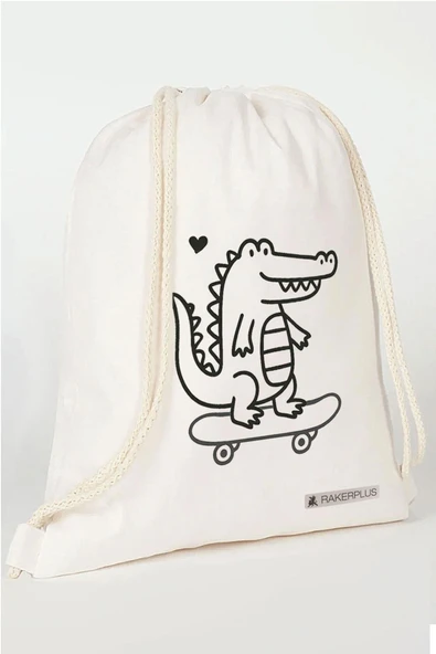 Rakerplus Tbons Özel Tasarım 35x40 cm Unisex Ham Bez Büzgülü Sırt Ayakkabı Çantası ürün görseli 1