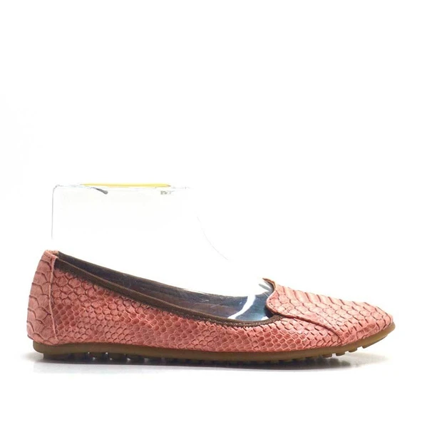 Pembe Croc Desenli Katlanabilir Kadın Babet - Resim 3
