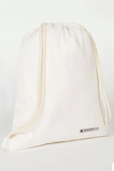 Rakerplus Krem 35x40 cm Unisex Ham Bez Büzgülü Sırt Ayakkabı Çantası ürün görseli 1