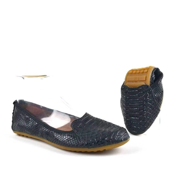 Siyah Croc Desenli Katlanabilir Kadın Babet ürün görseli 1