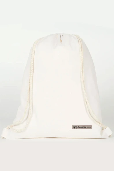 Hapshoe Look Krem 35x40 cm Unisex Ham Bez Büzgülü Ayakkabı Terlik Çantası ürün görseli 1